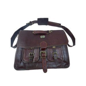 Cuero Messenger Crossbody Satchel Bag Brown Waxed Leather Adjustable School Bag